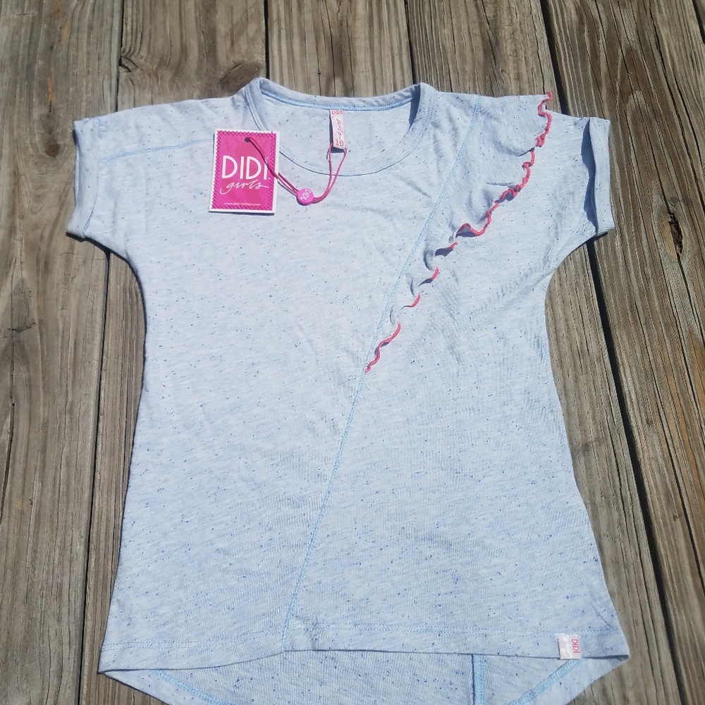 NWT Girls Shirt Ruffles Light Blue Sz 10